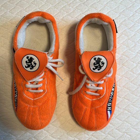 Sloffie Holland slippers house shoes, orange/white, kids 2-3 - Picture 3 of 7